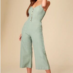 Lulus Mercedes save green wide leg jumpsuit